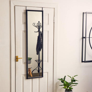 Orsina Mize Over Door Mirror – Full Length Black Plastic Frame
