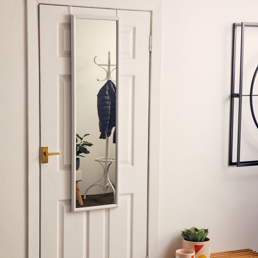 Orsina Full-Length Over Door Mirror | White Plastic Frame – 120cm