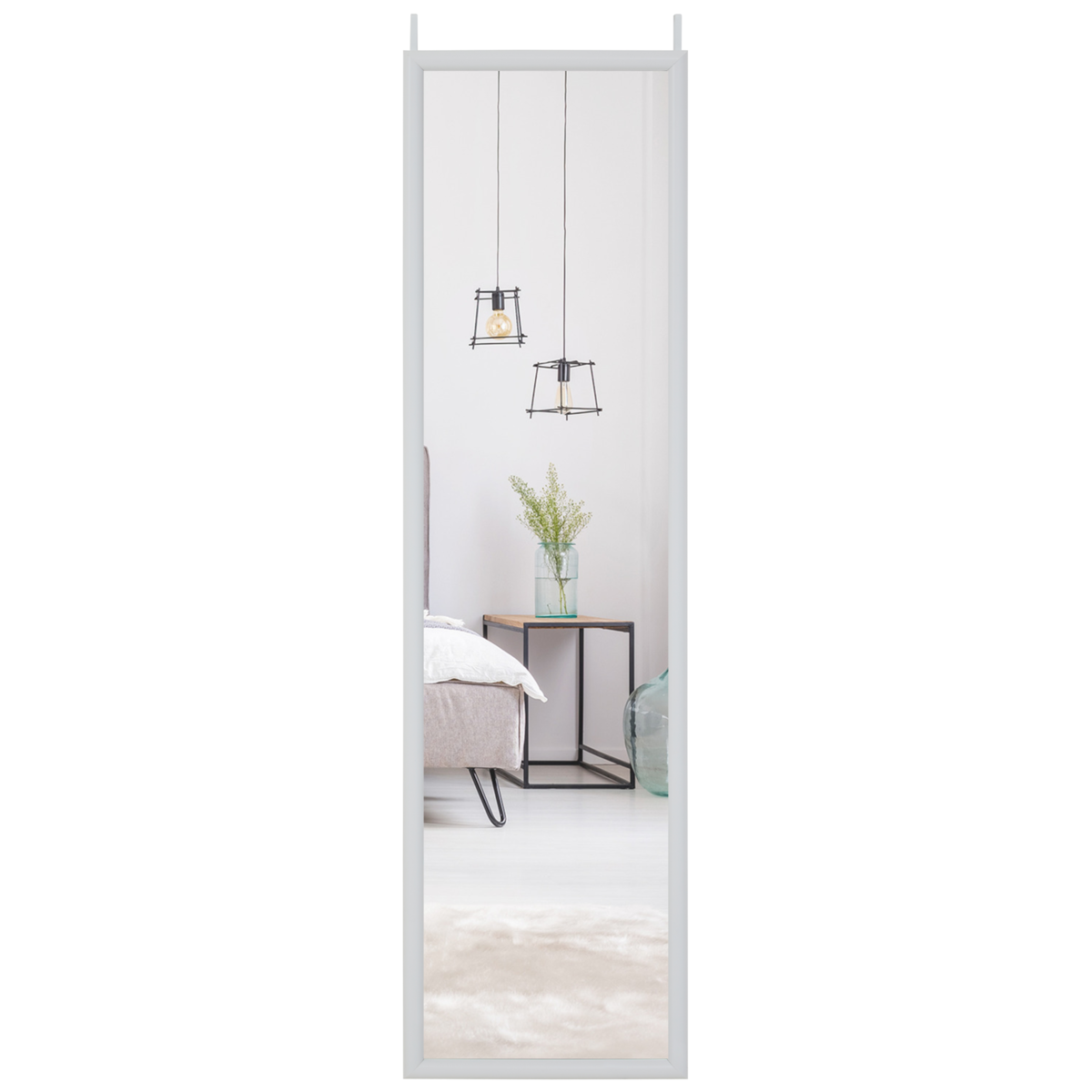 Orsina Full-Length Over Door Mirror | White Plastic Frame – 120cm