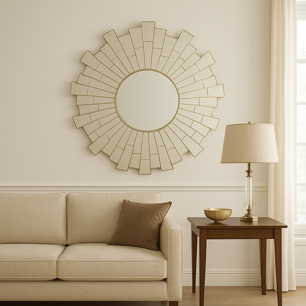 Orsina Glitzy Sunburst Round Wall Mirror – Bevelled Glass Decor