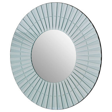 Orsina Anson Round Wall Mirror – Silver Flared Frame Bevelled Glass