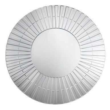 Orsina Anson Round Wall Mirror – Silver Flared Frame Bevelled Glass