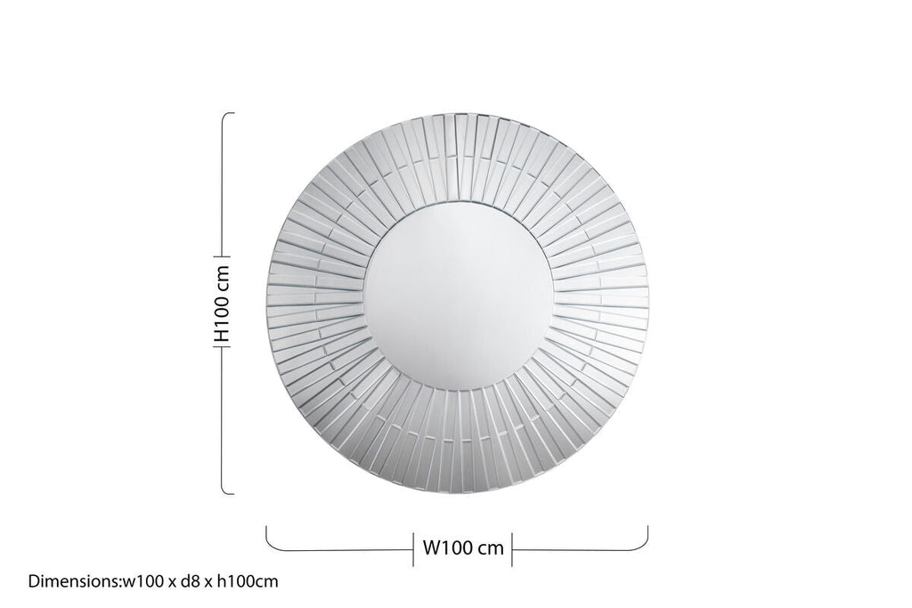 Orsina Anson Round Wall Mirror – Silver Flared Frame Bevelled Glass