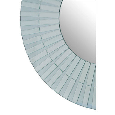 Orsina Anson Round Wall Mirror – Silver Flared Frame Bevelled Glass