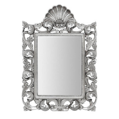 Orsina Corelli Silver Wall Mirror – Baroque Rectangular Polyresin Frame