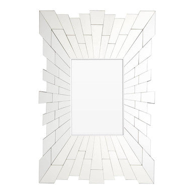 Orsina Glitzy Rectangular Wall Mirror – Silver Mosaic Tile Frame