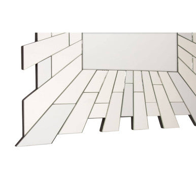 Orsina Glitzy Square Wall Mirror – Silver Mosaic Tiled Frame Decor