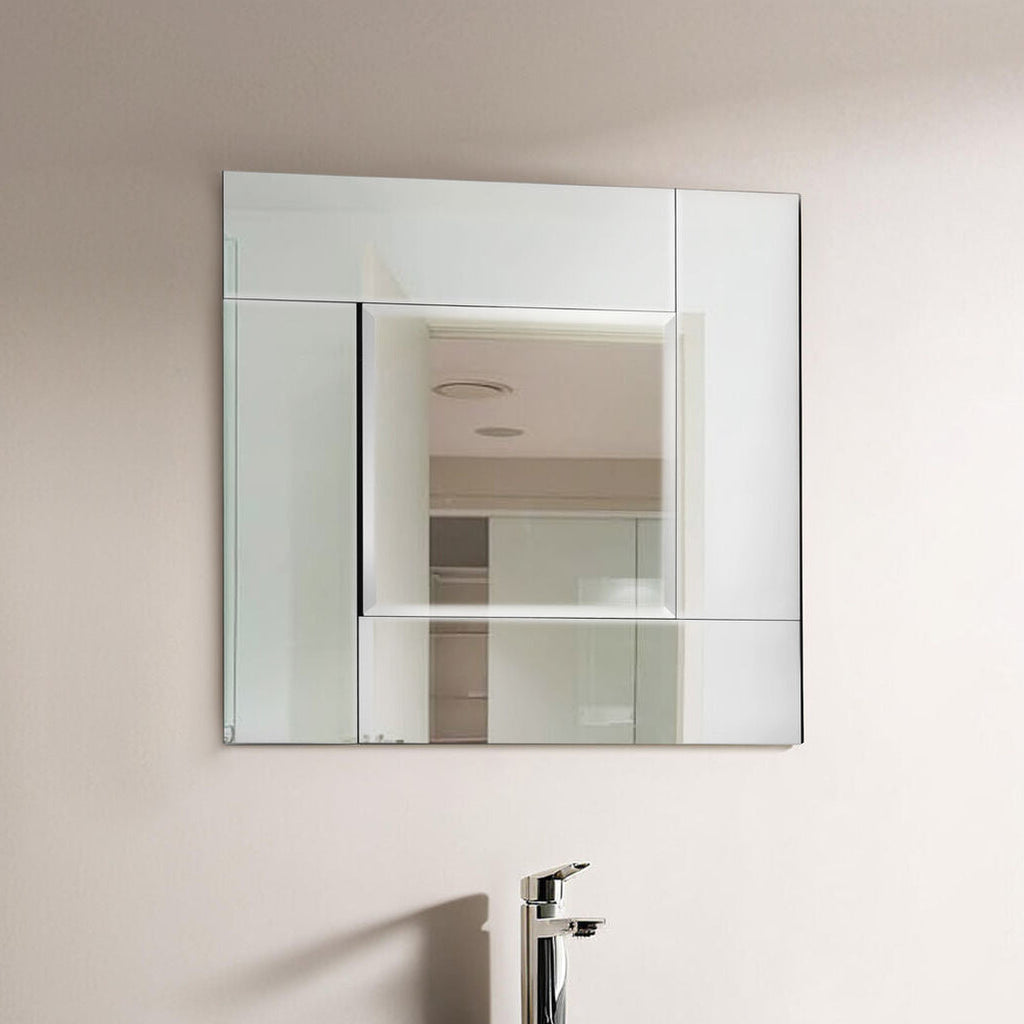 Orsina Avelene Square Wall Mirror – Silver Bevelled Glass Decor