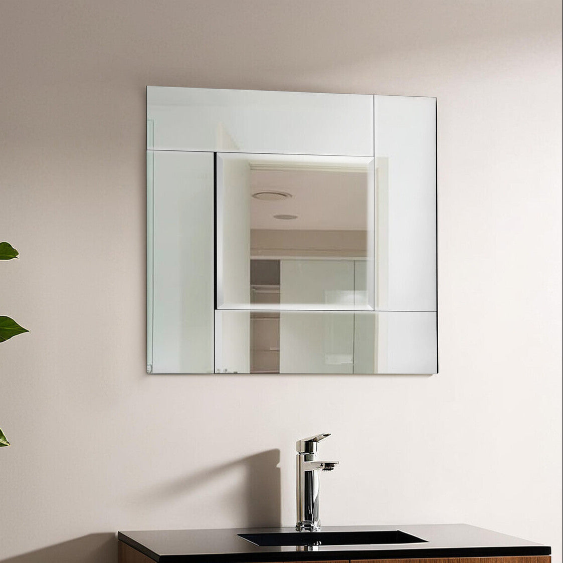 Orsina Avelene Square Wall Mirror – Silver Bevelled Glass Decor