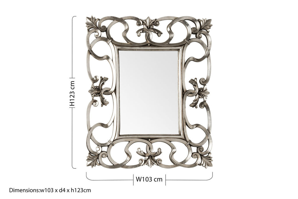 Orsina Adelere Wall Mirror – Ornate Swirl Design Polyresin Frame