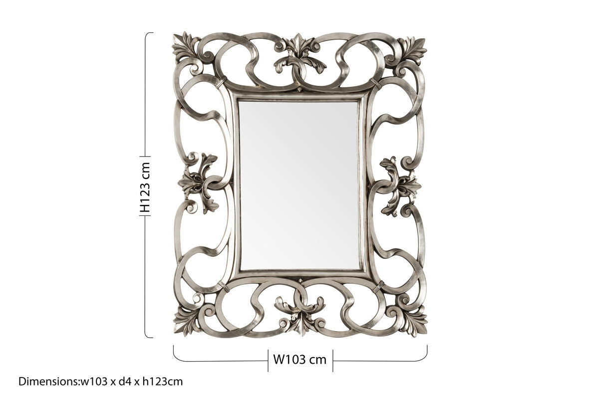 Orsina Adelere Wall Mirror – Ornate Swirl Design Polyresin Frame