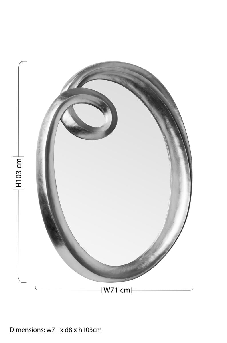 Orsina Zenya Silver Wall Mirror – Modern Sculptural Swirl Design