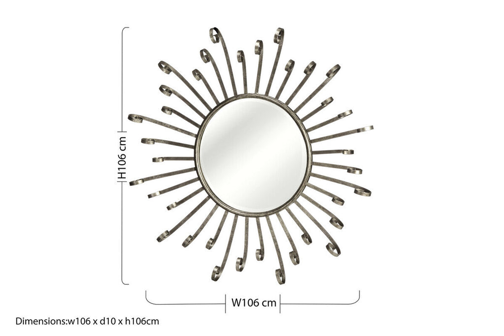 Orsina Cissell Sunburst Wall Mirror – Silver Metal Spoke Style Decor