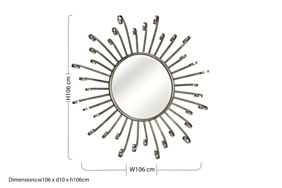 Orsina Cissell Sunburst Wall Mirror – Silver Metal Spoke Style Decor