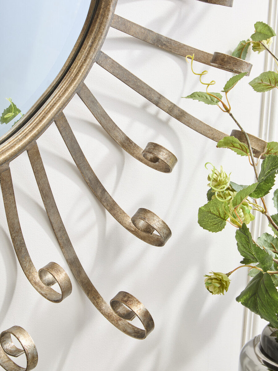 Orsina Cissell Sunburst Wall Mirror – Silver Metal Spoke Style Decor