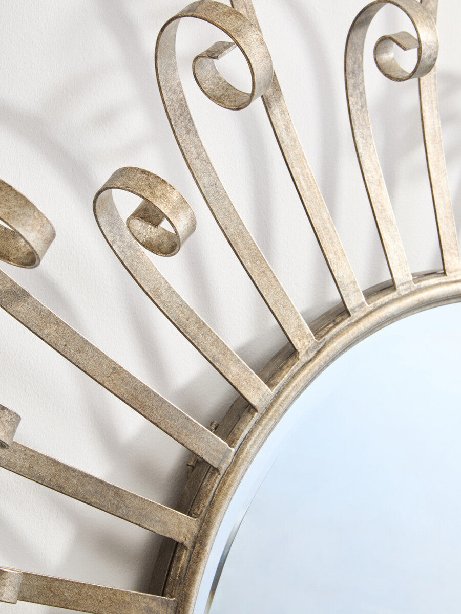 Orsina Cissell Sunburst Wall Mirror – Silver Metal Spoke Style Decor