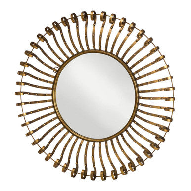 Orsina Cissell Round Wall Mirror – Gold Spoke Frame Sunburst Decor