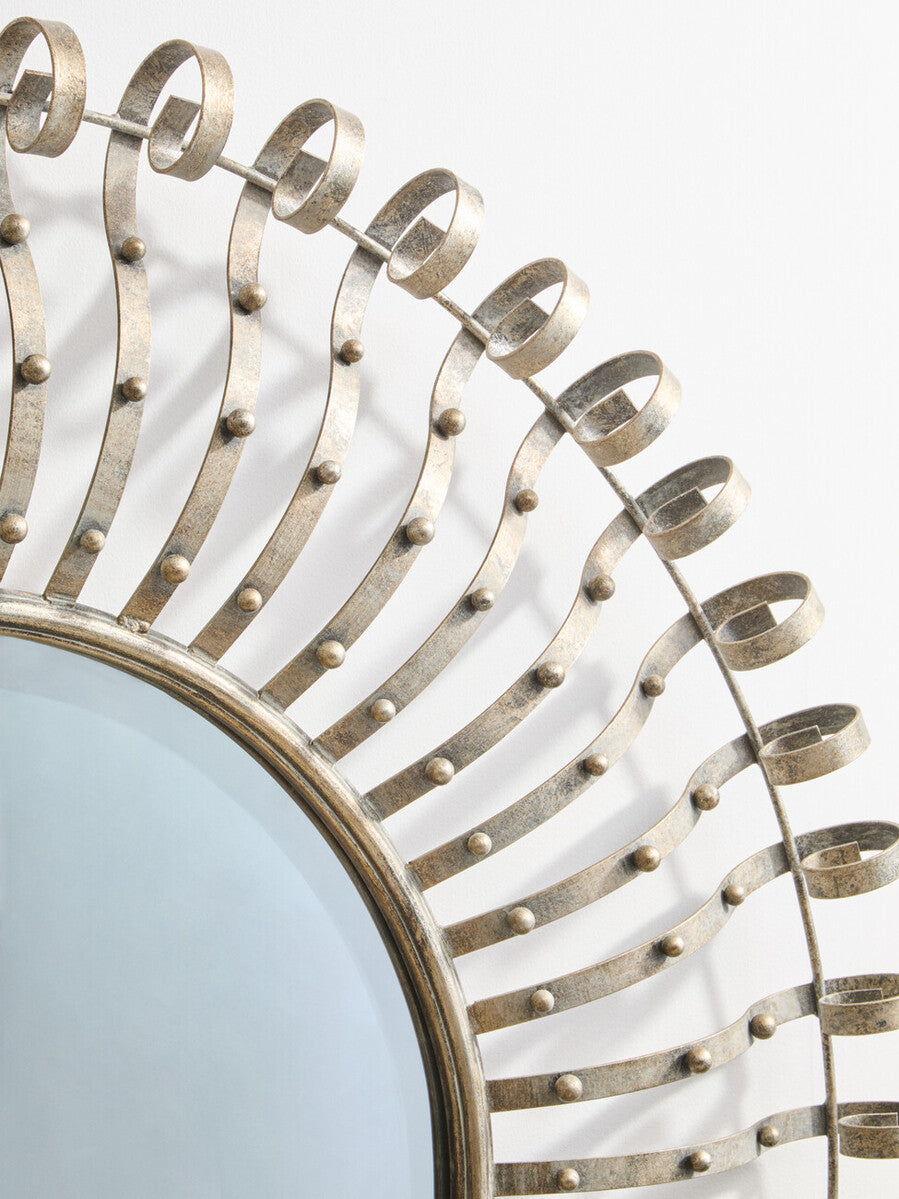 Orsina Cissell Round Wall Mirror – Gold Spoke Frame Sunburst Decor