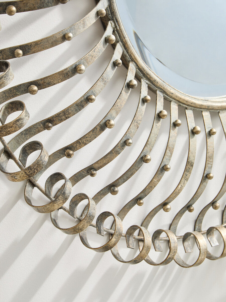 Orsina Cissell Round Wall Mirror – Gold Spoke Frame Sunburst Decor