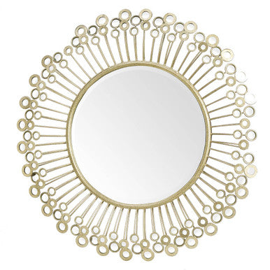 Orsina Cissell Gold Wall Mirror – Sculptural Mirrored Disc Detail