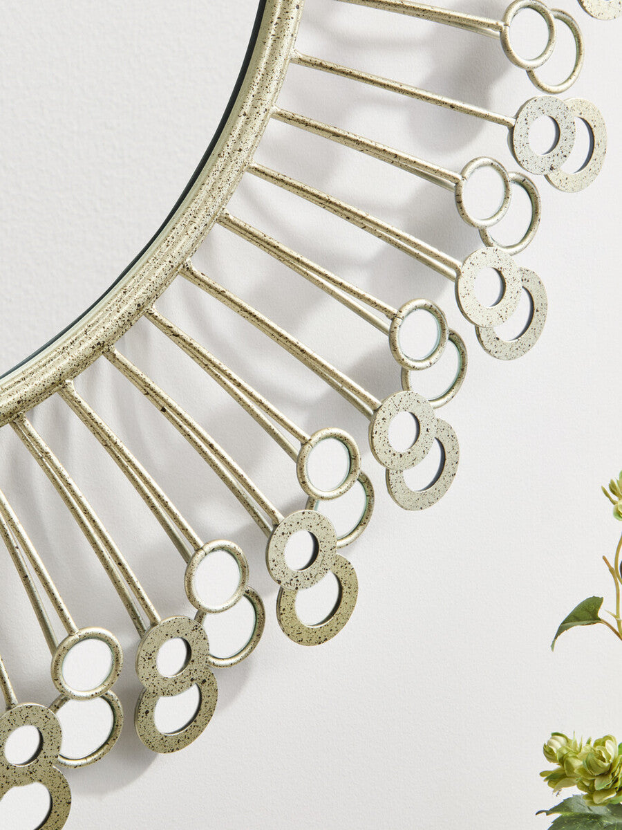 Orsina Cissell Gold Wall Mirror – Sculptural Mirrored Disc Detail