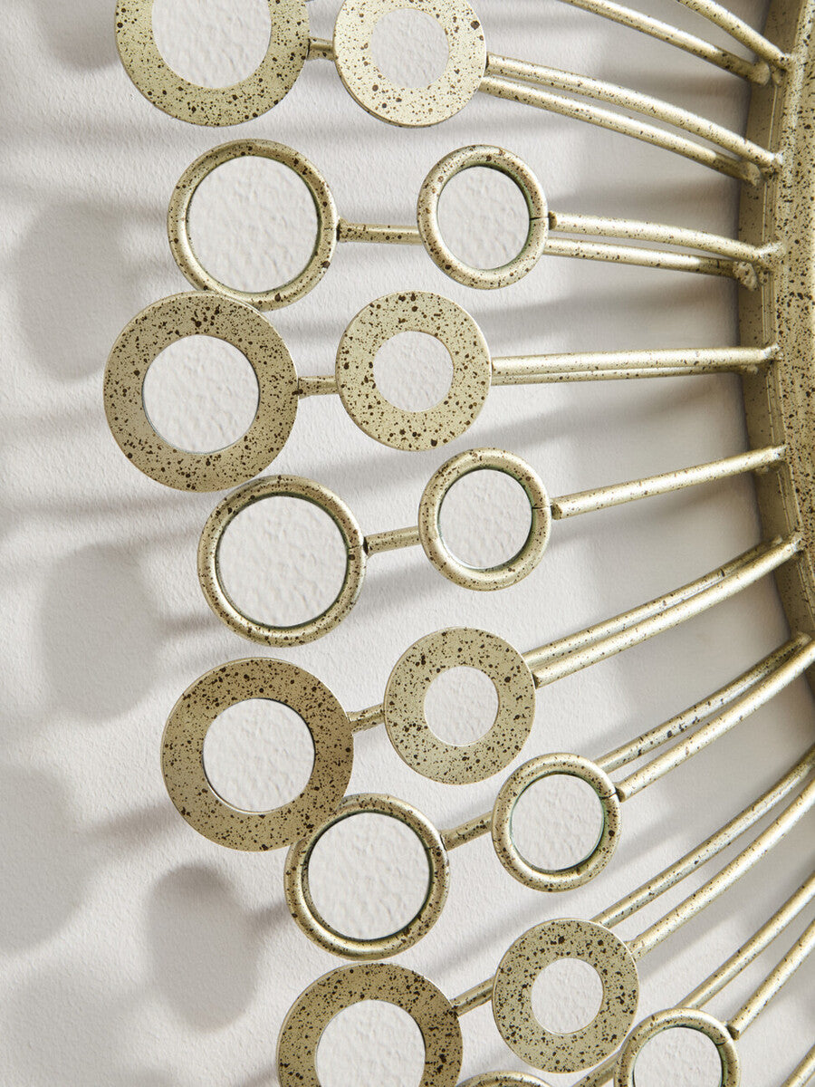 Orsina Cissell Gold Wall Mirror – Sculptural Mirrored Disc Detail