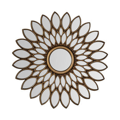 Orsina Lyra Bronze Round Wall Mirror – Floral Sculptural Design