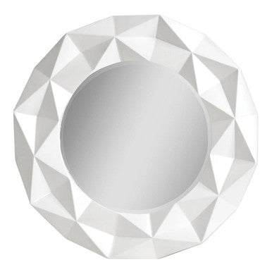 Orsina Stockholm Round Wall Mirror – White High Gloss Polyresin