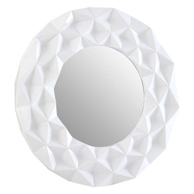 Orsina Stockholm Round Wall Mirror – White High Gloss 3D Sculpted Design