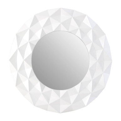 Orsina Stockholm Round Wall Mirror – White High Gloss 3D Sculpted Design