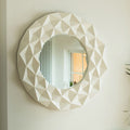 Orsina Stockholm Round Wall Mirror – White High Gloss 3D Sculpted Design
