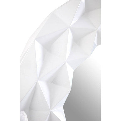 Orsina Stockholm Round Wall Mirror – White High Gloss 3D Sculpted Design