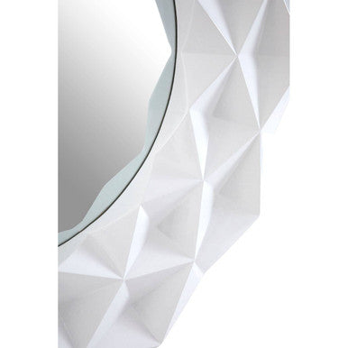 Orsina Stockholm Round Wall Mirror – White High Gloss 3D Sculpted Design