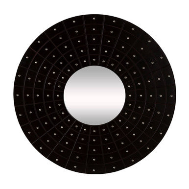 Orsina Sloane Round Wall Mirror – Black Engineered Wood Modern Decor