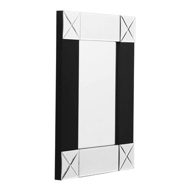 Orsina Boulevard Small Wall Mirror – Black Bevelled Geometric Frame