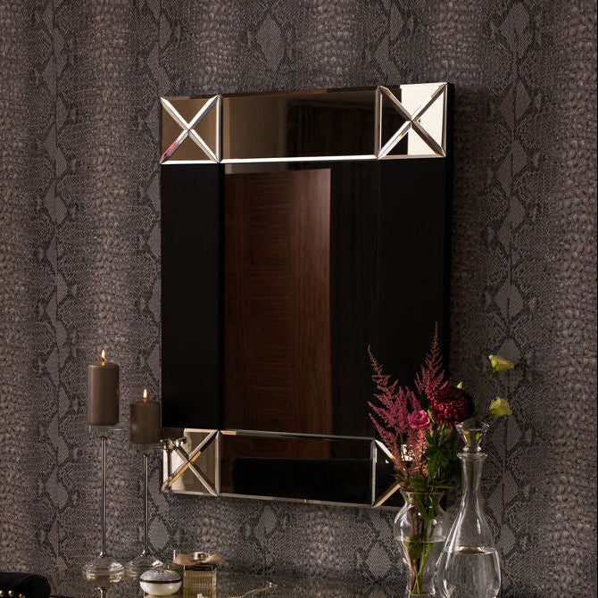 Orsina Boulevard Small Wall Mirror – Black Bevelled Geometric Frame