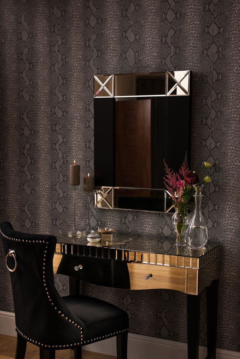 Orsina Boulevard Small Wall Mirror – Black Bevelled Geometric Frame
