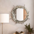 Orsina Stag Antler Wall Mirror | Steel and Nickel Finish Round Mirror