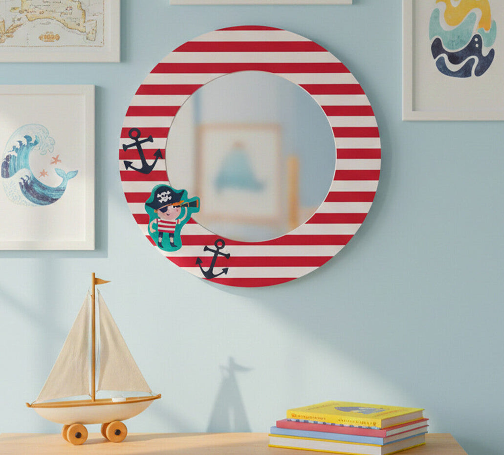 Orsina Pirate Mirror – Nautical Kids Wall Decor with Anchor Details