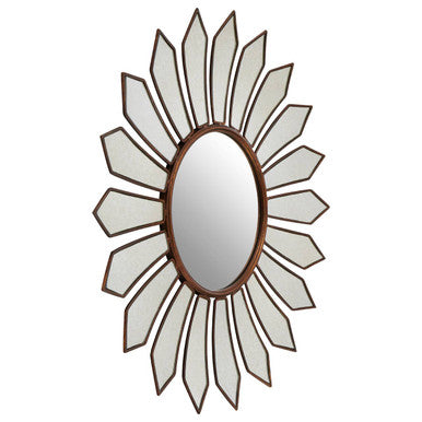 Orsina Verona Petal Round Wall Mirror – Antique Gold Metal Frame