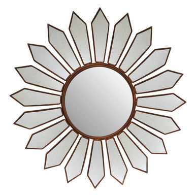 Orsina Verona Petal Round Wall Mirror – Antique Gold Metal Frame