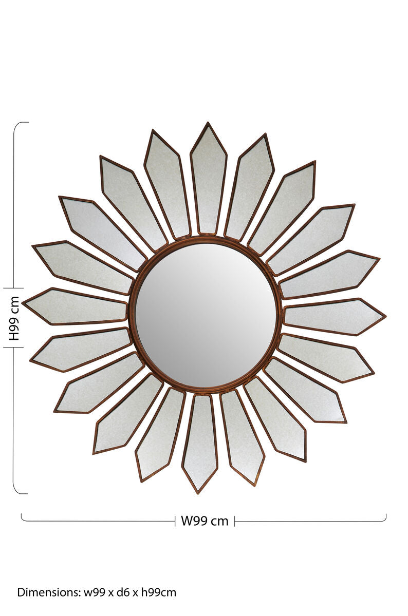 Orsina Verona Petal Round Wall Mirror – Antique Gold Metal Frame