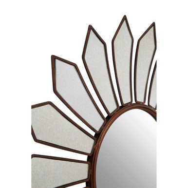 Orsina Verona Petal Round Wall Mirror – Antique Gold Metal Frame