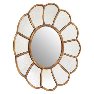 Orsina Verona Floral Wall Mirror – Gold Scalloped Metal Decorative Mirror