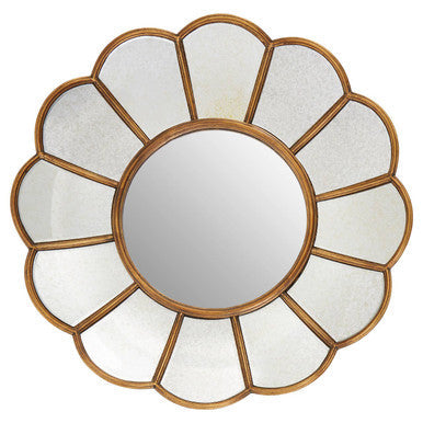 Orsina Verona Floral Wall Mirror – Gold Scalloped Metal Decorative Mirror
