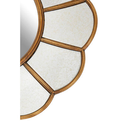 Orsina Verona Floral Wall Mirror – Gold Scalloped Metal Decorative Mirror