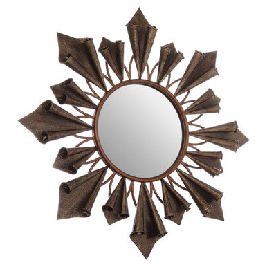 Orsina Verona Starburst Wall Mirror – Antique Gold Round Mid-Century