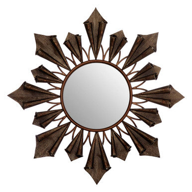 Orsina Verona Starburst Wall Mirror – Antique Gold Round Mid-Century