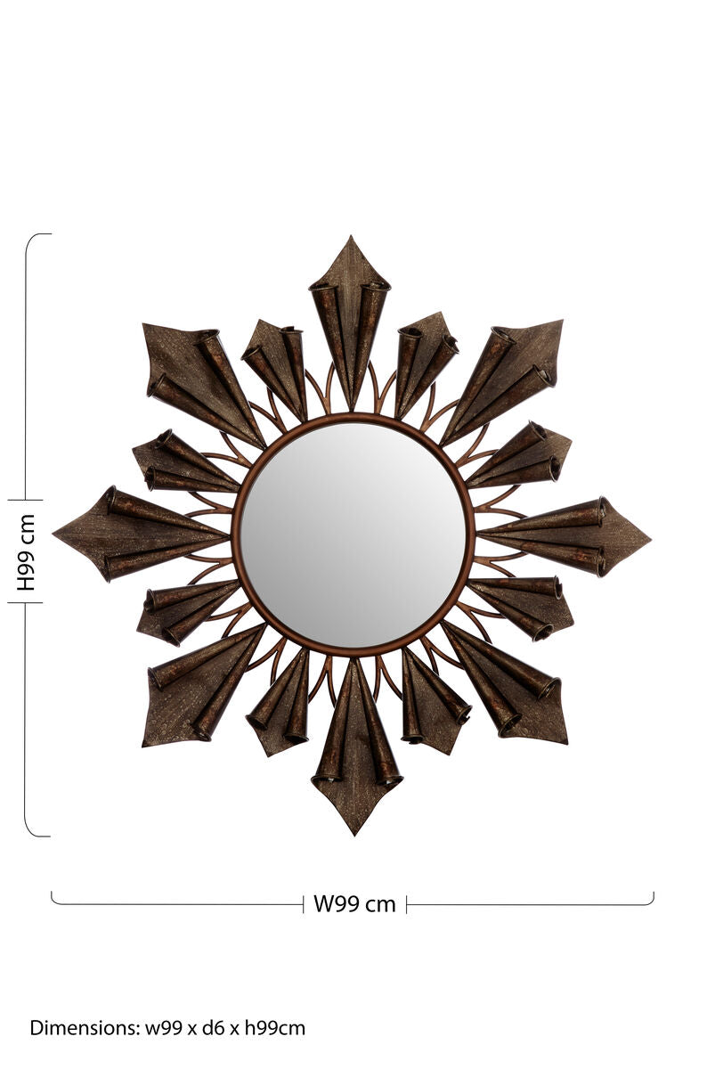 Orsina Verona Starburst Wall Mirror – Antique Gold Round Mid-Century