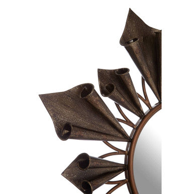 Orsina Verona Starburst Wall Mirror – Antique Gold Round Mid-Century